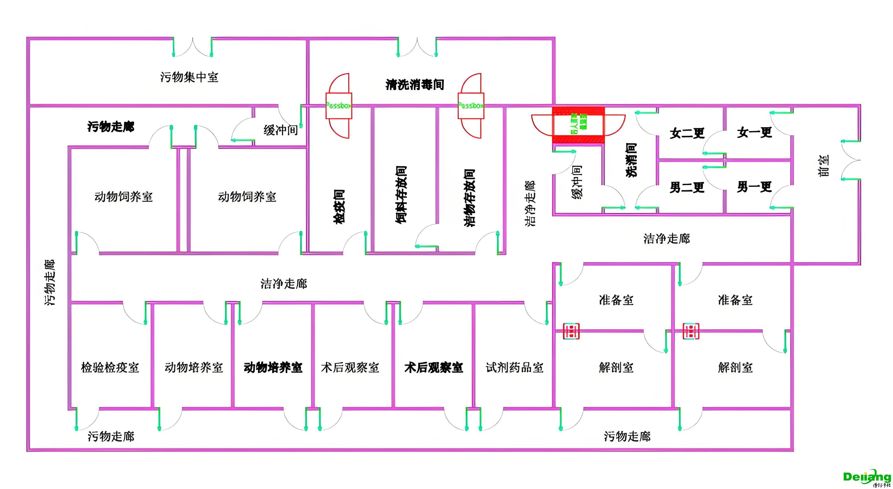 SPF动物实验室功能区布局图