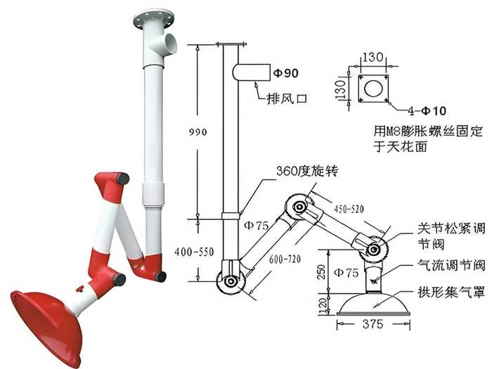 万向排气罩结构说明 万向排气罩结构说明